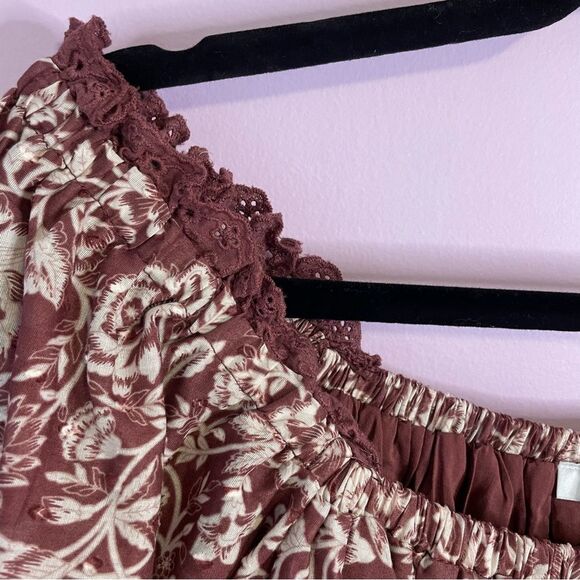 Olivaceous Avery Dress Boho Western Floral Lace Puff Short Sleeve Mini Medium - Picture 5 of 15